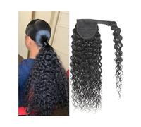 Extensión de Cola de Caballo Extensiones de cabello rizado ondulado con Clip de cola de caballo envolvente de onda profunda, coleta de cabello humano brasileño de 8-24 "para mujeres negras Extensiones