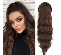 Extensión de Cola de Caballo Extensiones de cola de caballo con cordón for mujer, cabello de fibra resistente al calor de uso diario, cola de caballo ondulada larga sintética Extensiones de pelo(Color