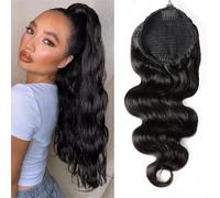 Extensión de cola de caballo, Extensiones de cola de caballo de cabello brasileño Remy de 150 g, extensiones con clip for ondas corporales con 2 peines Cabello postizo(20 Inch)