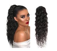 Extensión de Cola de Caballo Extensiones de cola de caballo mojadas y onduladas de 10-28 pulgadas Clip rizado negro natural en piezas de cabello Remy for mujeres Extensión de cabello humano de cola de