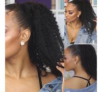 Extensión de cola de caballo, Extensiones de cola de caballo rizadas brasileñas Remy for mujeres negras Cabello postizo(20inch)