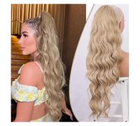 Extensión de cola de caballo Extensiones de cola de caballo sintéticas for mujeres postizo de cola de caballo sintético esponjoso largo ondulado Natural suave Extensiones de cabello de cola(Ash-gold)