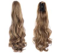 Extensión de cola de caballo, Extensiones de cola de caballo sintéticas onduladas y rizadas de 20 pulgadas: se fijan fácilmente con pinzas for lograr un look espectacular.(Dark brown)