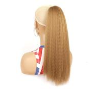 Extensión de cola de caballo for mujer, 45 cm, peluca larga afro rizada, con cordón, for cola de caballo, cabello natural, negro, dorado y rojo, postizos for fiesta(C)