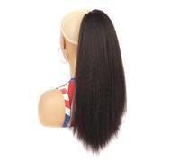 Extensión de cola de caballo for mujer, 45 cm, peluca larga afro rizada, con cordón, for cola de caballo, cabello natural, negro, dorado y rojo, postizos for fiesta(A)