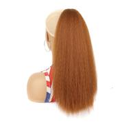 Extensión de cola de caballo for mujer, 45 cm, peluca larga afro rizada, con cordón, for cola de caballo, cabello natural, negro, dorado y rojo, postizos for fiesta(D)