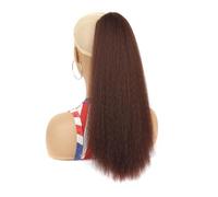 Extensión de cola de caballo for mujer, 45 cm, peluca larga afro rizada, con cordón, for cola de caballo, cabello natural, negro, dorado y rojo, postizos for fiesta(B)