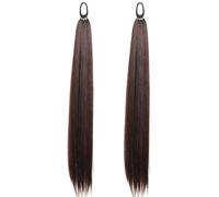 Extensión de cola de caballo larga trenzada 2 piezas 28 pulgadas con la corbata de cabello piezas de cabello sintética suave natural marrón oscuro