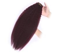 Extensión de cola de caballo larga Yaki lisa con cordón, extensiones de pelo sintético con coleta crepé para uso diario (Wine Red,14 pulgadas 60 g)