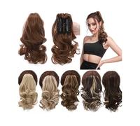 Extensión de cola de caballo ondulada de 12 pulgadas, extensiones de cabello de cola de caballo con clip de garra corta, clip de garra sintético suave natural en postizos de cola de caballo ondulados