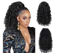 Extensión de cola de caballo, Peluca africana de lana con degradado y cola de caballo for mujer con cordón ajustable(Blue)