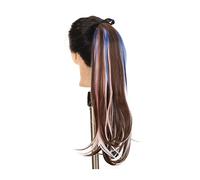 Extensión de Cola de Caballo Postizo de cola de caballo de colores mezclados de 45/55cm, extensiones de cola de caballo sintéticas a la moda suaves y rectas con Clip en cola de caballo recta for mujer
