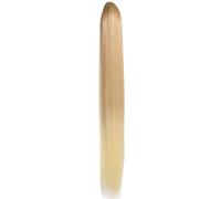 Extensión de cola de caballo rubia con clip, postizo con cordón recto natural de 34 pulgadas para mujeres y niñas, realista y suave
