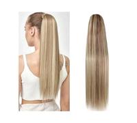 Extensión de cola de caballo rubia con reflejos P8/613, de 16 a 26 pulgadas, cabello humano real, recta, con cordón ajustable(22inches)
