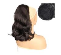 Extensión de Cola de Caballo Short Drawstring Ponytail Hair Extension for Women, 18 Inch Natural Wave Ponytail Extension Clip in Synthetic Wave Ponytail Hairpiece Extensiones de pelo(Color:4)