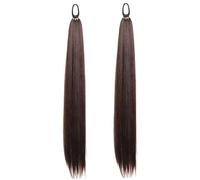 Extensión de cola de caballo trenzada con 2 piezas Extensión de cola de trenzada Piezas de cabello sintético natural, marrón oscuro