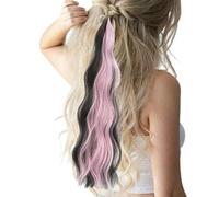 Extensión de cola de caballo trenzada, extensión de cola de caballo trenzada para mujeres negras, Cola de caballo trenzada colorida Cola de caballo envolvente natural con corbata elástica, peluca t