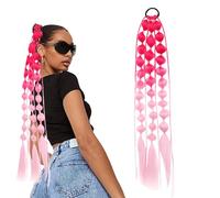 Extensión de cola de caballo trenzada larga,Extensiones de cola de caballo de burbujas trenzadas largas | Peluca de cola de caballo sintética de color con lazo para el cabello - Postizo de 23,6