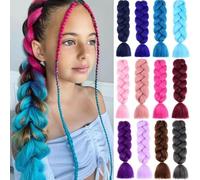 Extensión de cola de caballo, Trenzas sucias Pelucas de cola de caballo Trenzas grandes africanas Trenzas coloridas Seda de alta temperatura Trenzas de cabello Hip Hop Cabello postizo(Rose red)