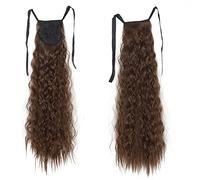 Extensión de Cola de Caballo Wrap On Clip Extensiones de cabello Sintético Maíz Ondulado Cola de caballo larga for mujeres Postizo Extensiones de pelo(Color:Q56-8,Size:34inch-85cm)