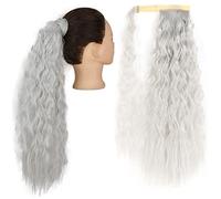 Extensión de Cola de Caballo Wrap On Clip Extensiones de cabello Sintético Maíz Ondulado Cola de caballo larga for mujeres Postizo Extensiones de pelo(Color:Q19-1001A,Size:34inch-85cm)