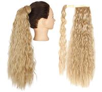Extensión de Cola de Caballo Wrap On Clip Extensiones de cabello Sintético Maíz Ondulado Cola de caballo larga for mujeres Postizo Extensiones de pelo(Color:Q19-18,Size:34inch-85cm)