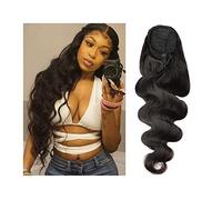Extension de Coleta 10-30 pulgadas Onda Negro Cabello humano Onda del cuerpo Cordón Extensión de cola de caballo Cola de caballo Postizo Clip en Extensión de cabello humano Remy Extensión de Cola de C
