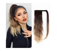 Extension de Coleta 16 pulgadas Peluca de onda larga Rubio Resistente al calor Sintético Envoltura alrededor Clip en Postizos de cola de caballo Extensión de cola de caballo Onda Pasta mágica Cabello