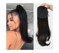Extension de Coleta Clip de cola de caballo con cordón sintético de fibra resistente al calor en extensiones de cabello extensión de cola de caballo larga negra for mujeres Extensión de Cola de Caball