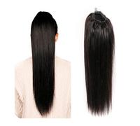 Extension de Coleta Clip en postizos de cola de caballo Cabello humano recto negro natural Cola de caballo Cordón Extensión de cola de caballo for mujeres negras Cabello Remy recto brasileño Extensión
