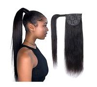 Extension de Coleta Cola de caballo Cabello humano 8-24 pulgadas Envoltura alrededor de las extensiones de cola de caballo Clip de cabello humano recto Remy en extensiones de cabello de cola de caball