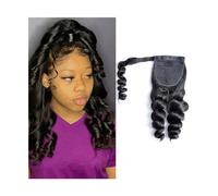 Extension de Coleta Cola de caballo de cabello humano de onda suelta con pasta mágica Extensión de cola de caballo de onda alrededor de la deformación for mujeres negras Postizos de cola de caballo de