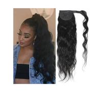 Extension de Coleta Cola de caballo de cabello humano ondulado de 8-24 "para mujeres negras Extensiones de cola de caballo envolventes con pasta mágica Clip de cabello brasileño Remy en piezas de cabe