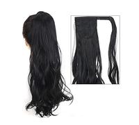 Extension de Coleta Cola de Caballo de onda larga de 22 "envoltura sintética ondulada Natural alrededor de la cola de caballo postizo for mujer extensión pasta mágica resistente al calor Extensión de