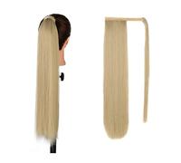 Extension de Coleta Cola de caballo sintética larga y recta Envoltura alrededor del clip en extensiones de cabello de cola de caballo 22 pulgadas Peluca de cola de caballo recta sintética suave natura