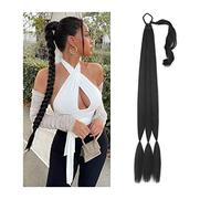 Extension de Coleta Colas de caballo for mujer, uso diario, 26/34 pulgadas alrededor de la extensión de cola de caballo, cola de caballo trenzada larga sintética con lazo for el cabello, envoltura rec