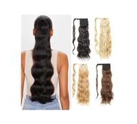 Extension de Coleta Extensión de cabello de cola de caballo de 24 ", onda corporal, cola de caballo envolvente, extensiones de cabello con clip, postizo falso de fibra sintética ondulada y rizada larg