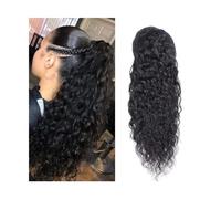 Extension de Coleta Extensión de cola de caballo con cordón de cabello humano, cola de caballo ondulada con agua, Color Natural, cabello Remy brasileño, cola de caballo con Clip en extensiones de cabe