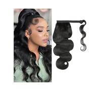 Extension de Coleta Extensión de cola de caballo con ondas corporales, 8-32 pulgadas de largo, ondulado, rizado, envoltura alrededor de cola de caballo, color natural, cabello Remy brasileño, postizo