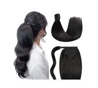 Extension de Coleta Extensión de cola de caballo de cabello humano envolvente con clip en pieza de cabello de 40,6 a 26.0 in de largo, recto, extensión de cola de caballo con pasta mágica #1B negro na
