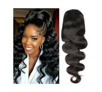 Extension de Coleta Extensión de cola de caballo de cabello humano, extensiones de cabello de cola de caballo con cordón de color natural for mujeres, colas de caballo onduladas de cuerpo de 8-26 pulg