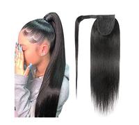 Extension de Coleta Extensión de cola de caballo de pasta mágica de 10-30 pulgadas for mujeres Recto Envoltura alrededor de la extensión de cola de caballo Clip de cabello humano Remy brasileño en pos