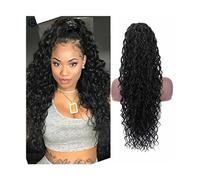 Extension de Coleta Extensión de cola de caballo for mujeres negras, rizado, cordón, cola de caballo, Malasia, cabello humano real, clip en postizos de cola de caballo afro rizados, negro natural Exte