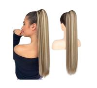 Extension de Coleta Extensión de cola de caballo recta for mujeres Extensiones de cabello humano con cola de caballo con cordón de 16-26 pulgadas # P8/613 Cabello Remy brasileño Colas de caballo Clip