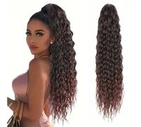Extension de Coleta Extensión de cola de caballo rizada for mujeres negras extensiones de cabello de cola de caballo con cordón de 26 pulgadas cola de caballo rizada de Color Natural Extensión de Cola