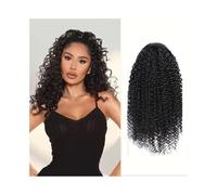 Extension de Coleta Extensión de cola de caballo rizada rizada con cordón, coletas de cabello humano con clip en coletas de cabello brasileño Remy, piezas de cabello afro rizado, negro natural Extensi