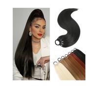 Extension de Coleta Extensión de cola de caballo trenzada con lazo elástico, 24 pulgadas de largo Yaki recto envolvente alrededor de extensiones de cabello de cola de caballo postizo sintético suave n