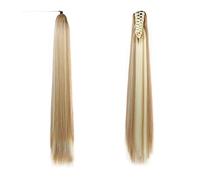 Extension de Coleta Extensión de pelo de cola de caballo recta larga de 24 pulgadas Clip de garra en extensión de cola de Pony esponjosa sintética pinza de mandíbula postizo de cola de caballo for muj