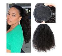 Extension de Coleta Extensiones brasileñas de cabello humano 12-26 pulgadas Afro Kinky Curly Cordón Cola de caballo for mujeres negras Remy Pinza de cabello natural en postizos de cola de caballo riza