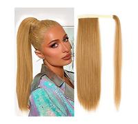 Extension de Coleta Extensiones Clip en cola de caballo postizo for mujer largo recto mezcla Natural cola de caballo extensión envoltura alrededor de cola de caballo pelo sintético Extensión de Cola d